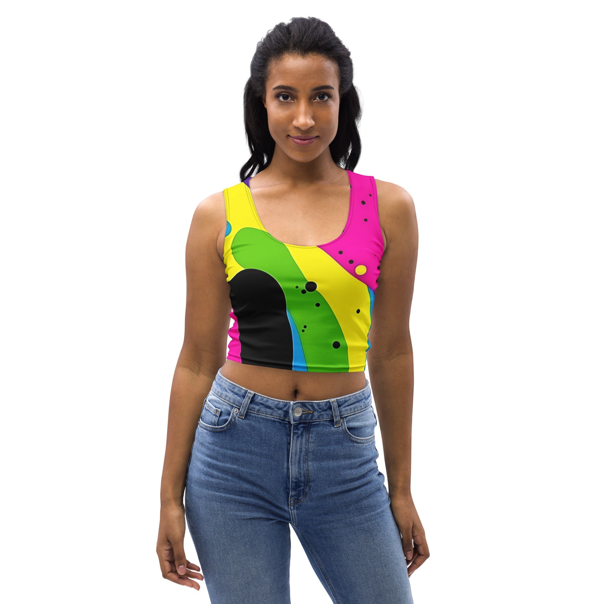 Color Splash Woman's Crop Top Tank Top For EDM Rave Festival Outfit Clothing