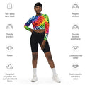 Neon Abstract Long-Sleeve Crop Top for Raves and Festivals