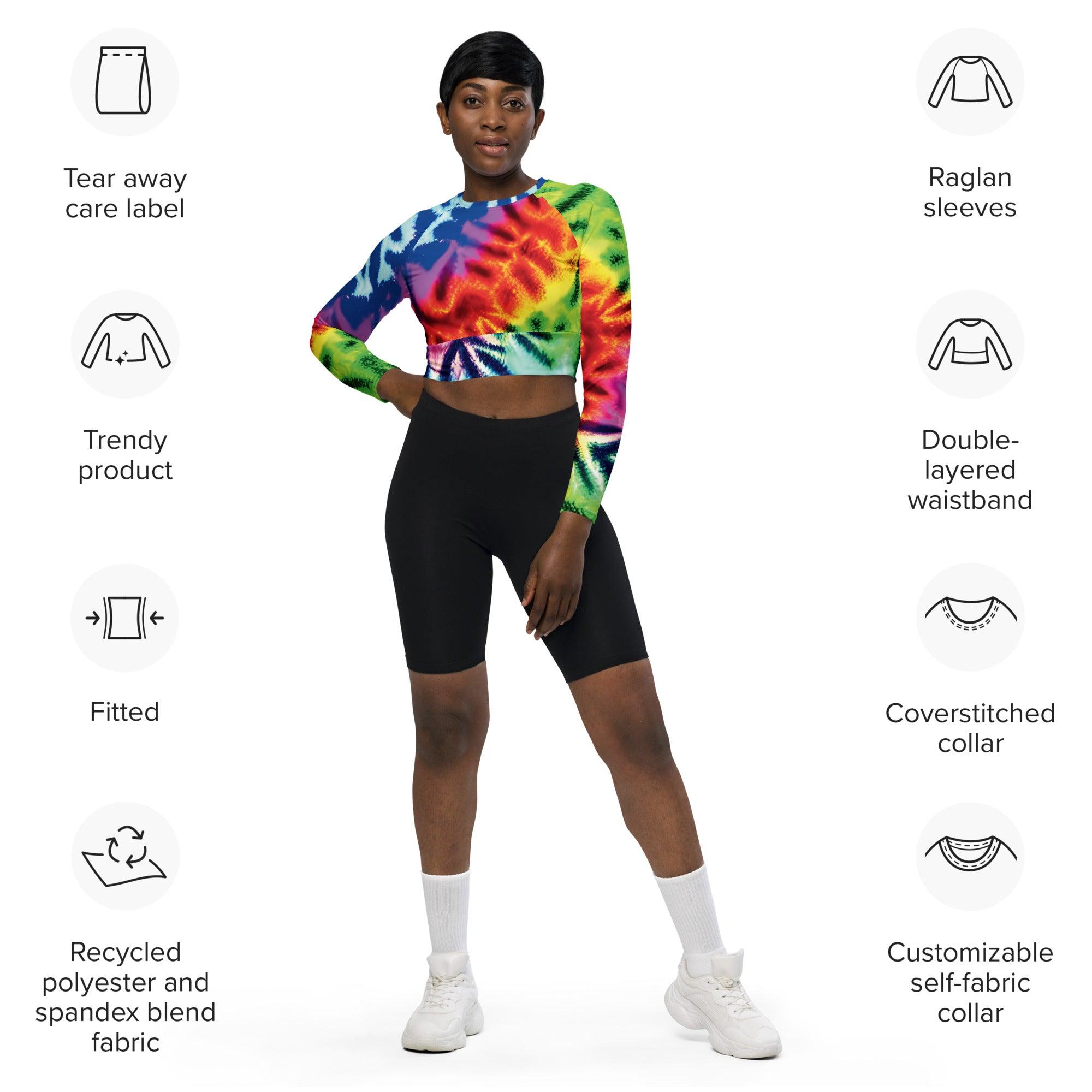 Neon Abstract Long-Sleeve Crop Top for Raves and Festivals