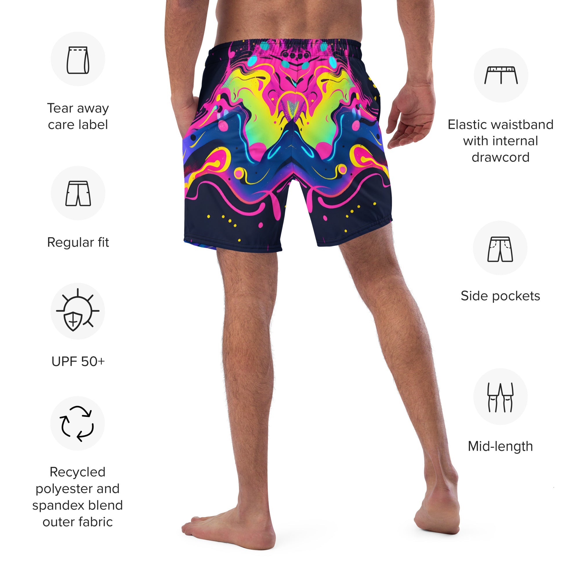 Galaxy Trip Swim Trunks For EDM Rave Festival Outfit Clothing