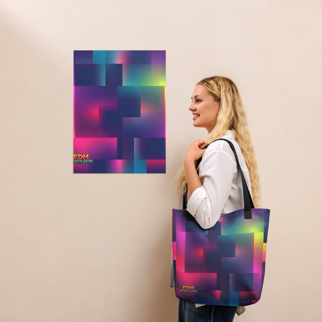 Neon Pixeled Tote Bag For EDM Rave Festival Outfit Clothing