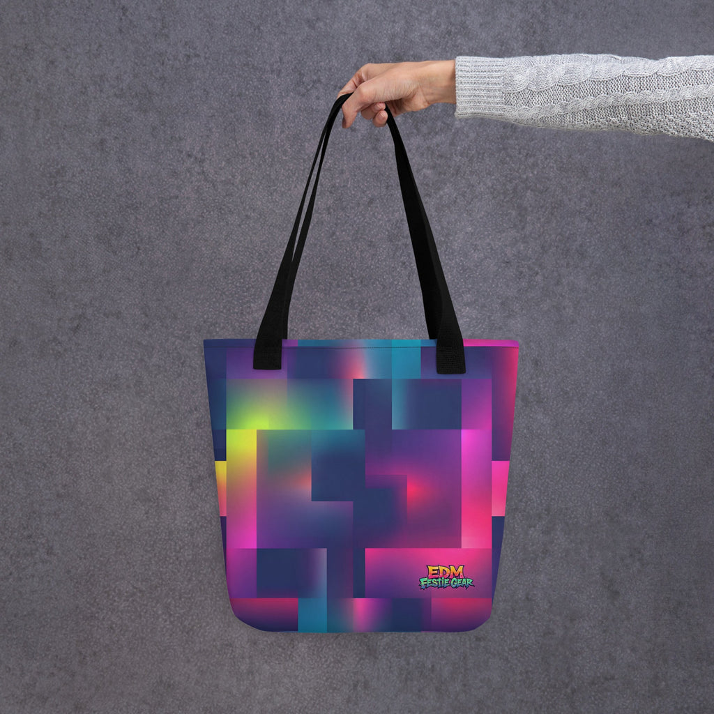 Neon Pixeled Tote Bag For EDM Rave Festival Outfit Clothing
