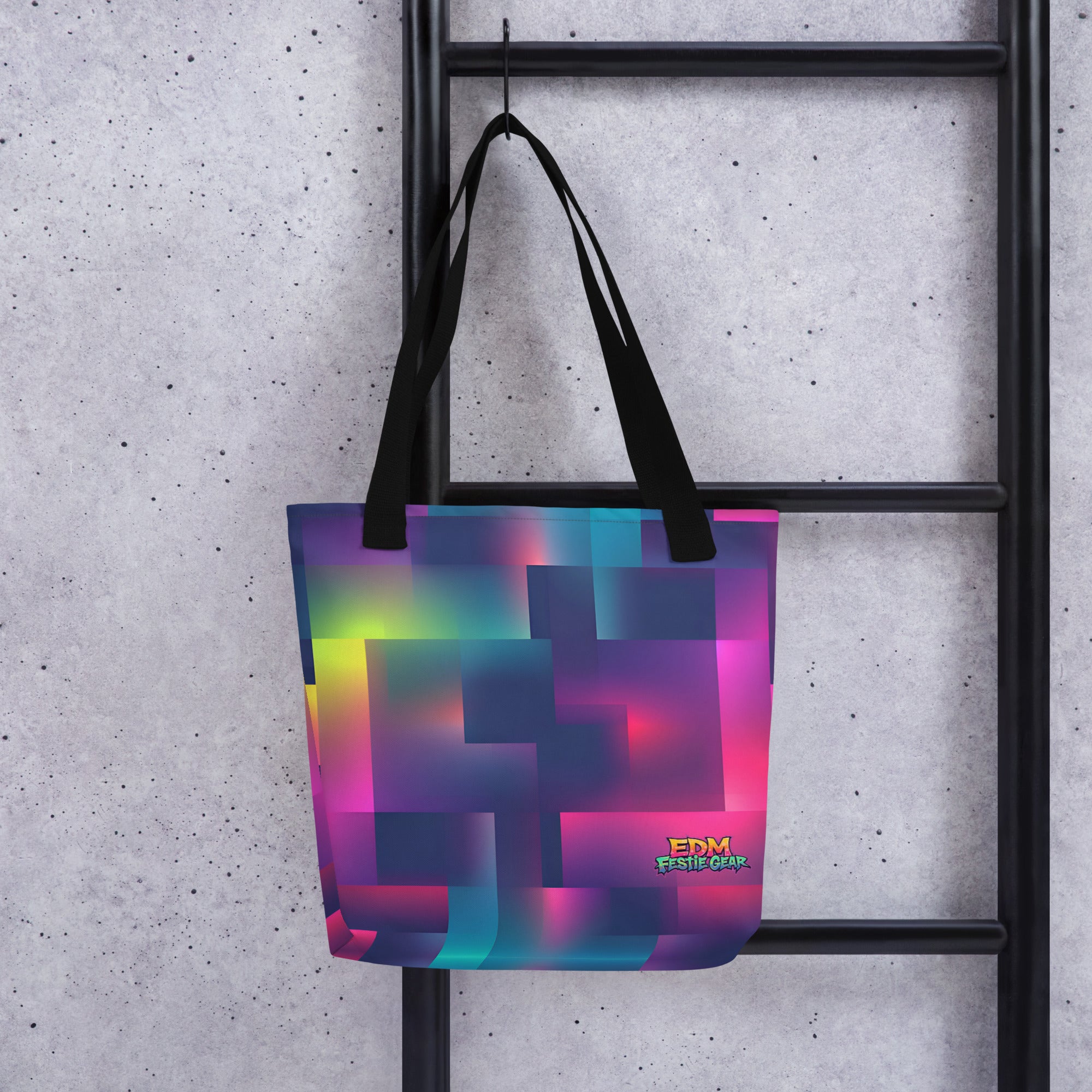 Neon Pixeled Tote Bag For EDM Rave Festival Outfit Clothing