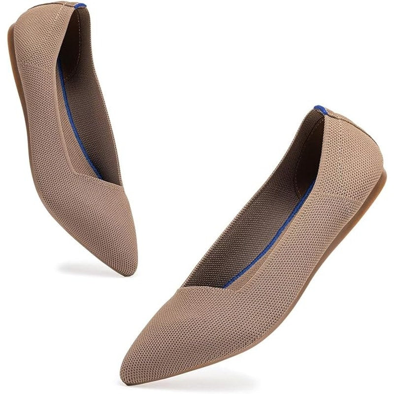 New Frank Mully Womens Size 6 Brown Knit Pointed Toe Slip On Comfort Flats Shoes