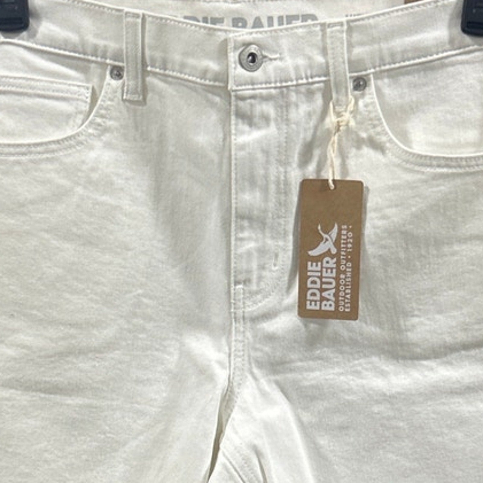 New Eddie Bauer Womens Size 6 White Stretch Cotton High Rise Cutoff Denim Shorts
