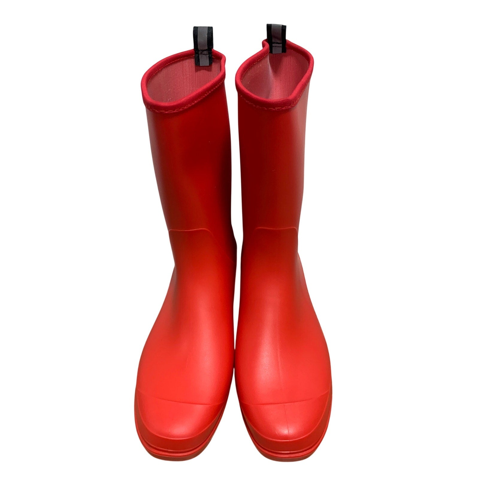 Hisea Womens Size 9 Red Mid-Calf Pull On Rubber Waterproof Wide Calf Rain Boots