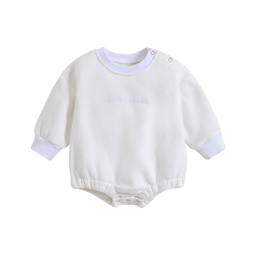 Infant Jumpsuit Solid Color Loose Long Sleeves Onesie