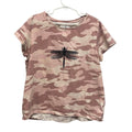 Hand Printed Upcycled Child XL (14/16) Dragonfly Short Sleeve Pink Camo Tee
