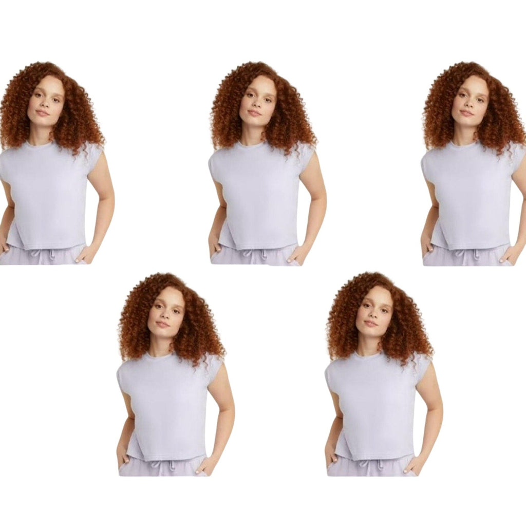 New 5-Pack Hanes Womens Large Purple Ringspun Cotton Cap Sleeve Muscle Tees