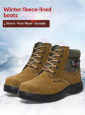 Men's Sheepskin-Lined Leather Winter Boots | Lace-Up Thermal Cotton Boots for Men