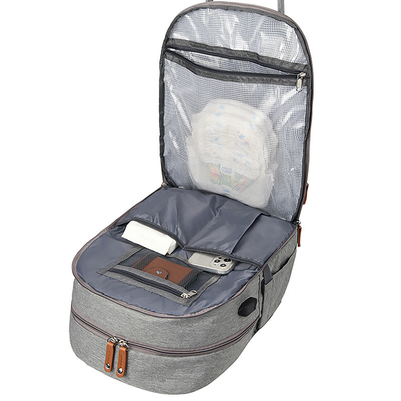 Waterproof Plaid Stroller Bag with USB Charging Port & Dry-Wet Separation – Lightweight Baby Diaper Bag