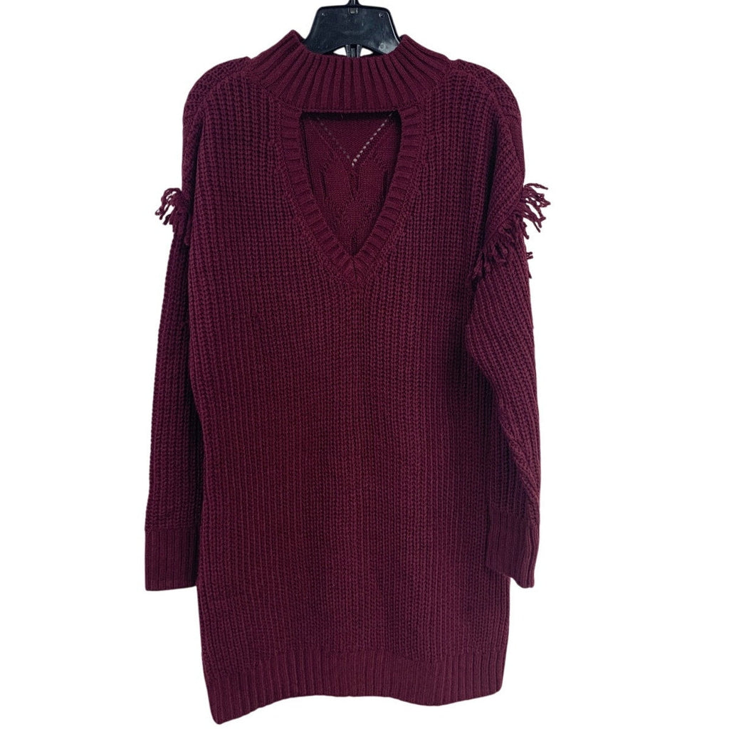 NWT New American Rag Cie Juniors Small Wine Red Long Sleeve Knit Sweater Dress
