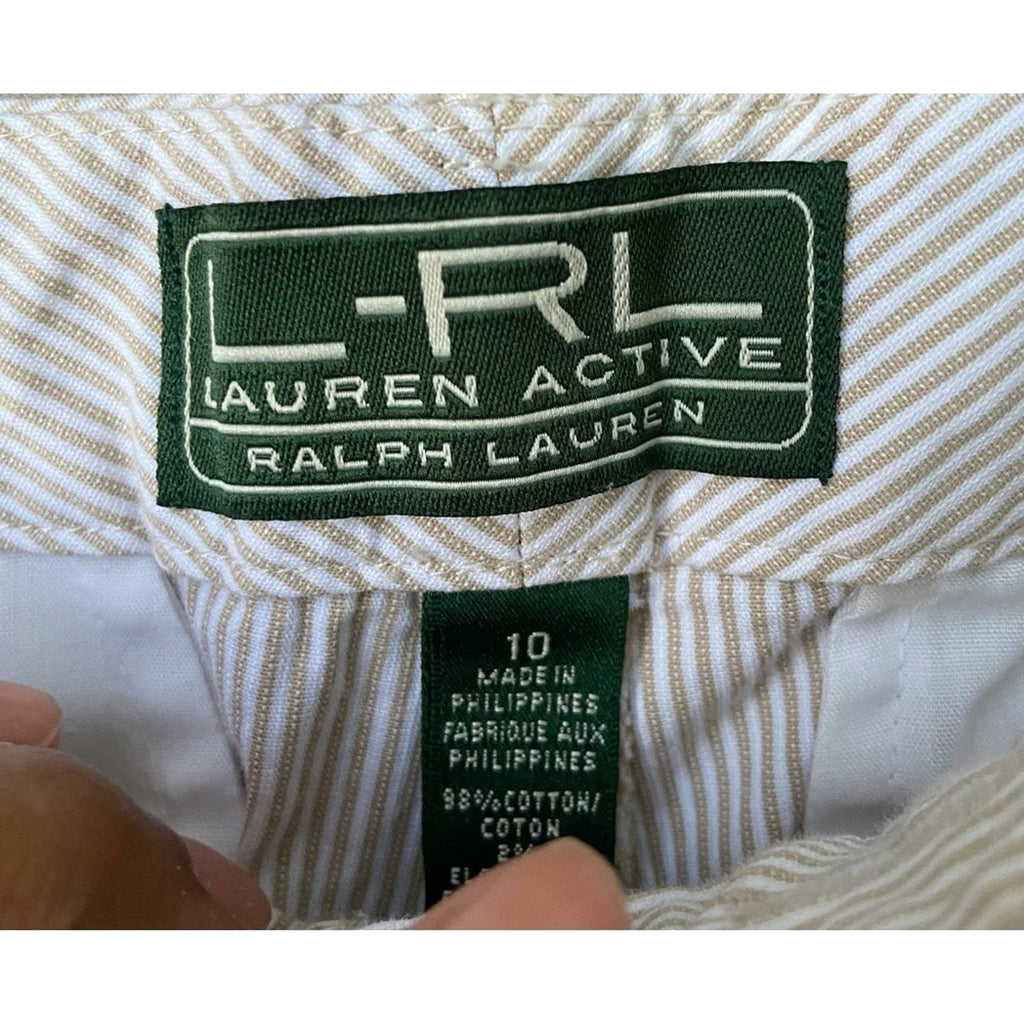 Lauren Ralph Lauren Active Womens Size 10 Striped Seersucker Bermuda Shorts