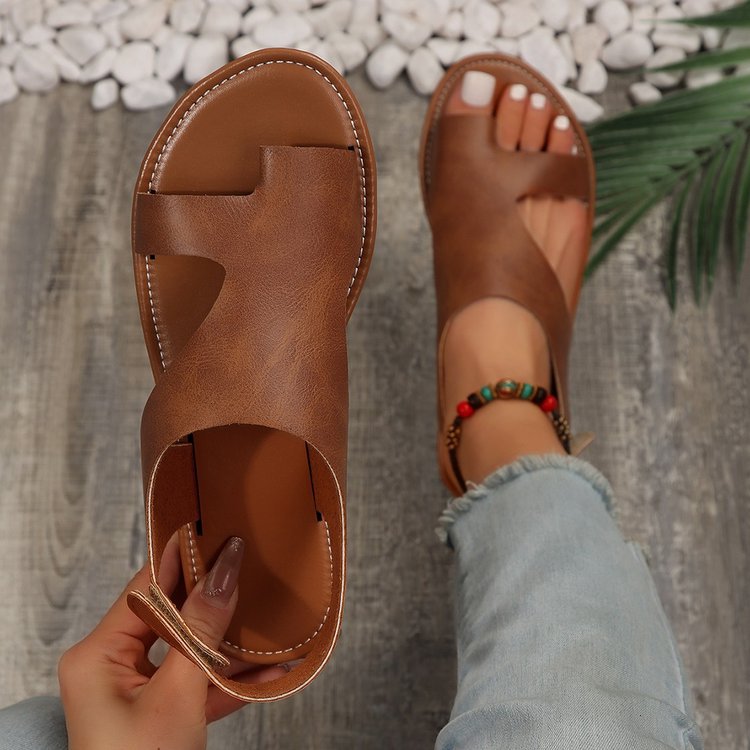 Plus-size Velcro Flat Sandals | Unisex Summer Flip-flops | PU Upper | Rubber Sole