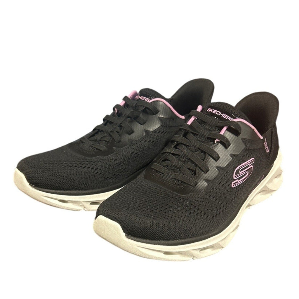 Skechers Womens Size 7 Black Pink Mesh Hands Free Swift Fit Athletic Shoes