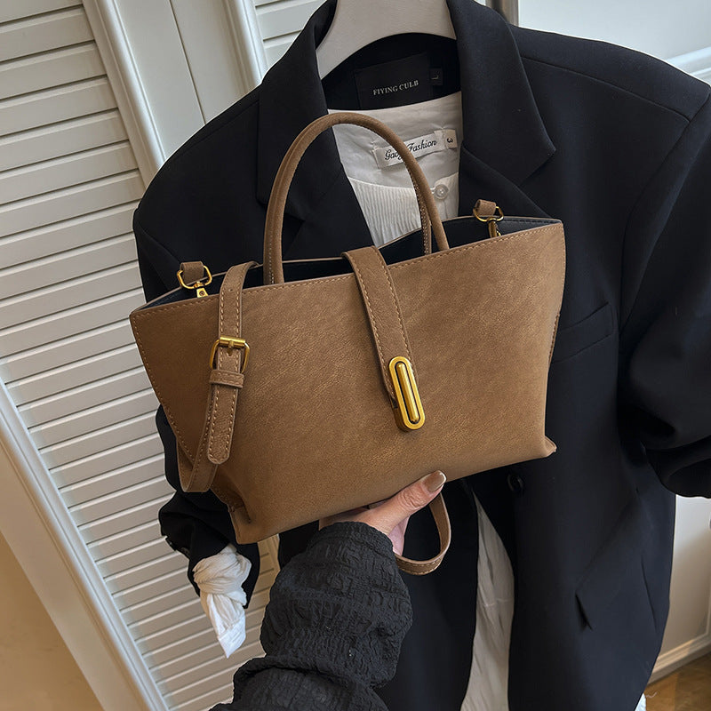 Retro High-Capacity Minimalist Suede-Style Tote Bag | Women's Everyday Shoulder Bag