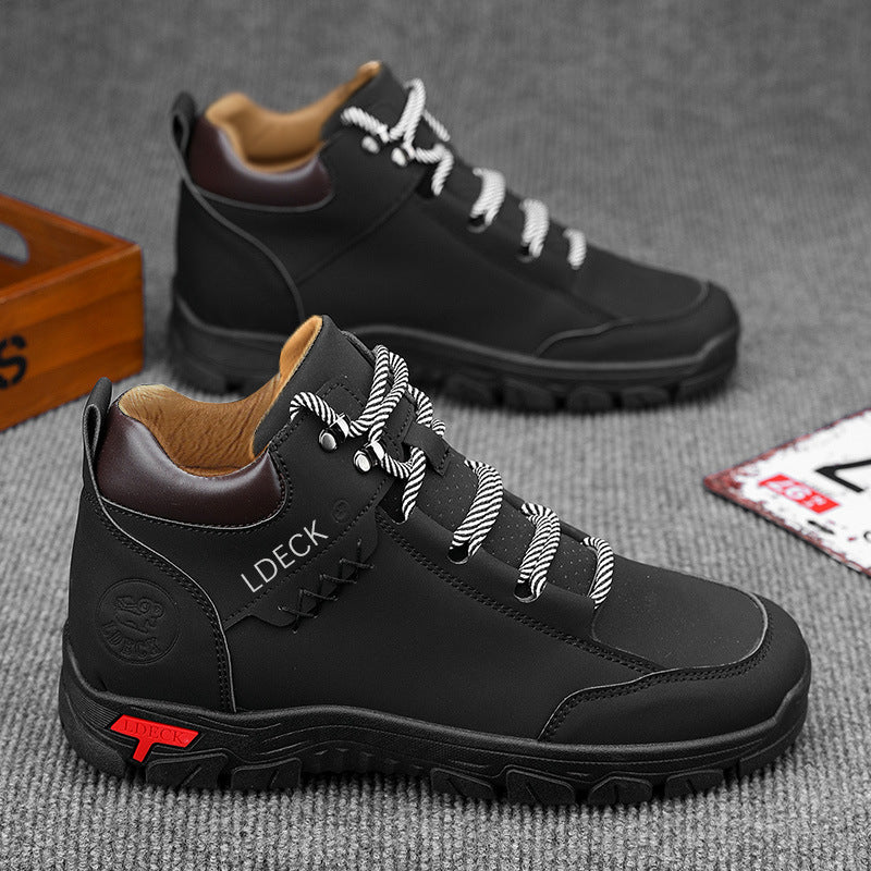 Men's All-Season Genuine Leather Work Shoes - Breathable Non-Slip Casual Boots