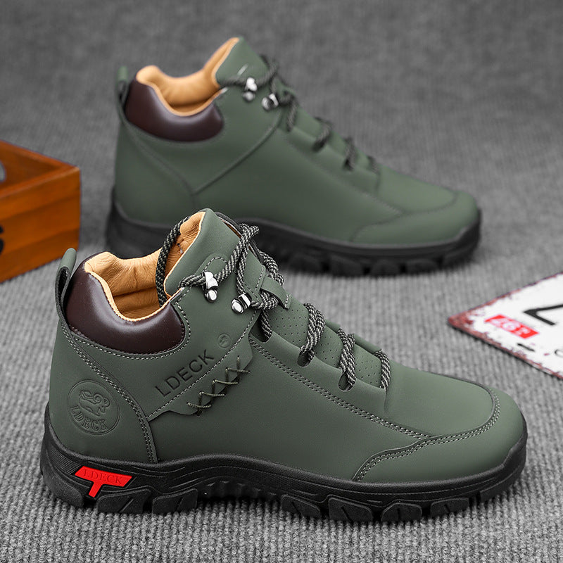 Men's All-Season Genuine Leather Work Shoes - Breathable Non-Slip Casual Boots