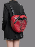 Gothic Bow Backpack with Chain Strap – PU Leather Dark Style Women's Bag