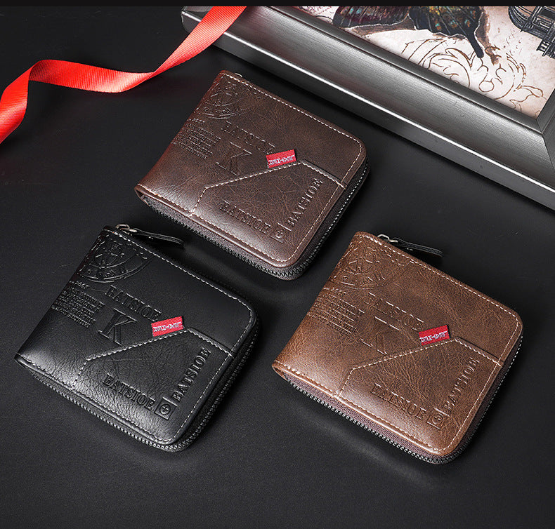 Men's Vintage Bi-Fold Wallet | PU Leather Slim Card Holder