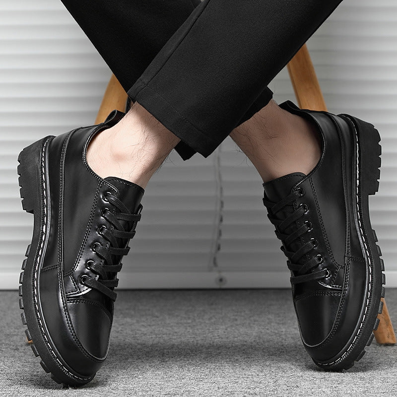 Men's Korean-Style Casual Low-Cut Shoes | Breathable PU Leather Sneakers