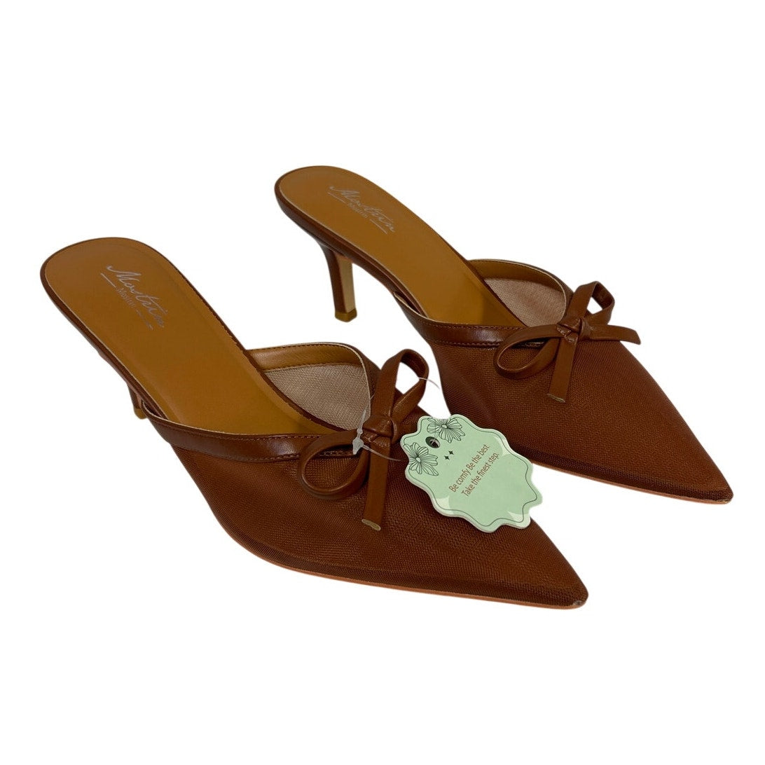 Mostrin Womens Size 9 Brown 3" Heel Mesh Closed Pointed Toe Slip On Shoes