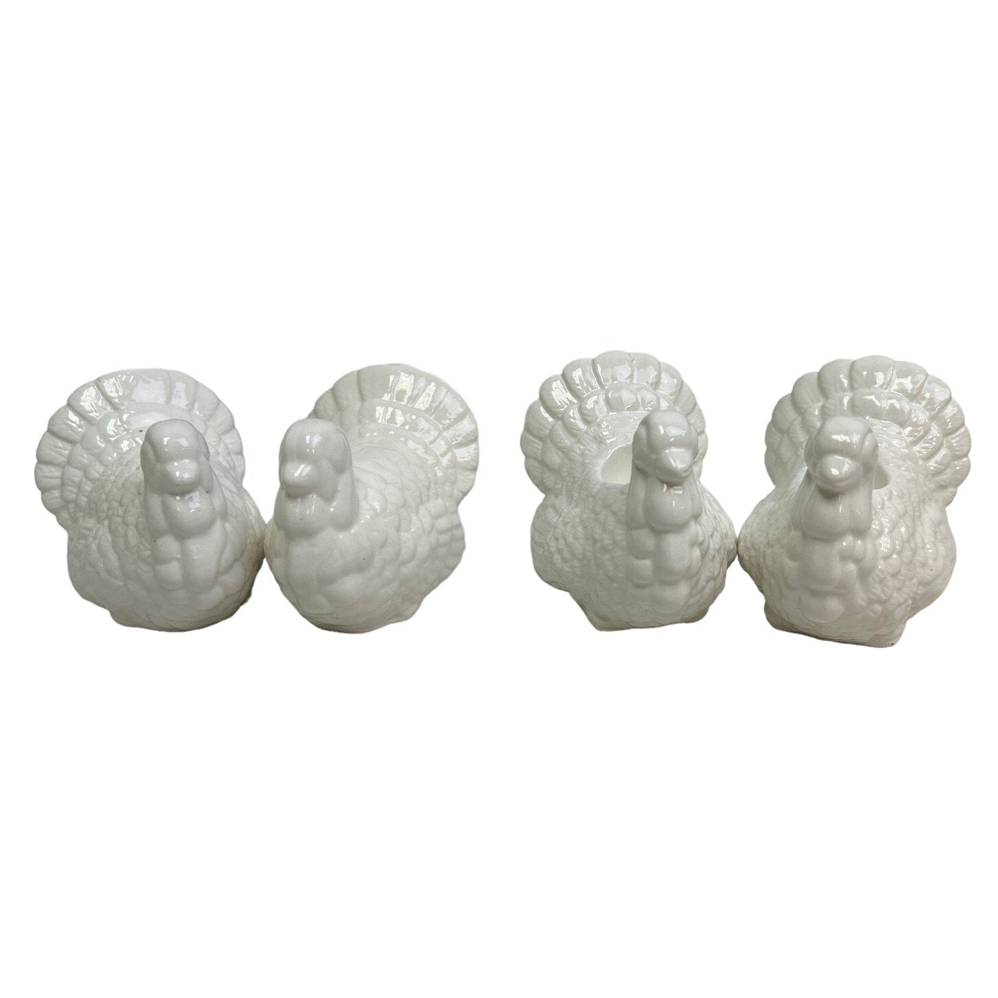 Vintage White Ceramic Thanksgiving Turkey Salt Pepper Shaker Candle Holders