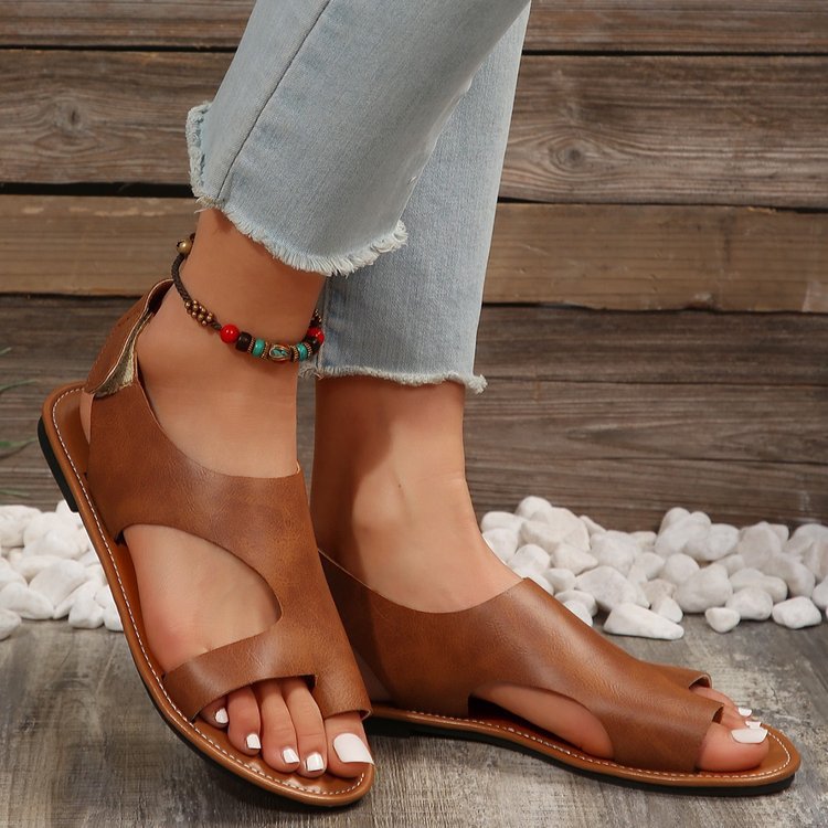 Plus-size Velcro Flat Sandals | Unisex Summer Flip-flops | PU Upper | Rubber Sole