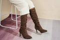 Women's Suede Stiletto Pointed-Toe Boots – High Heel Slip-On Winter Boots