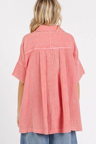 Mittoshop Mineral Wash Gauze Oversized Short Sleeve Shirt