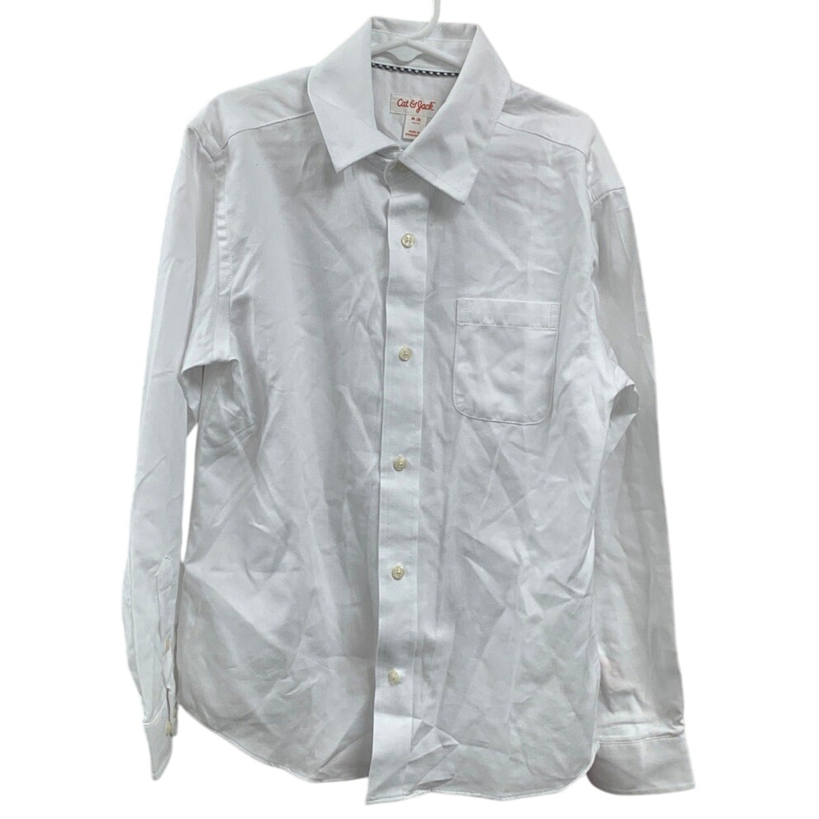 New Cat & Jack Boys Medium (8) PolyCotton Long Sleeve Button Up White Shirt