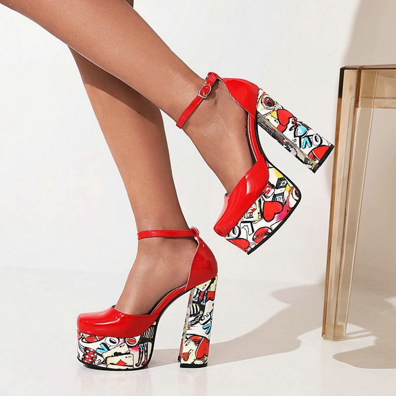 Women's Waterproof Platform Sandals - Chunky Heel Super High Heels - Sarah Express
