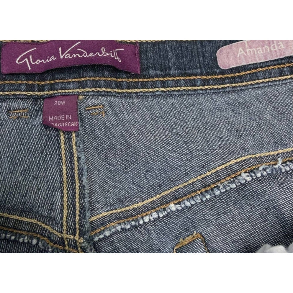 Gloria Vanderbilt Womens 20W Amanda Flat Front Stretch Cotton Denim Blue Jeans