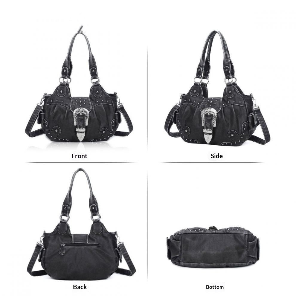 Women's Leopard Print Crossbody Bag – Western Rivet Detail | Polyester & PU Lining