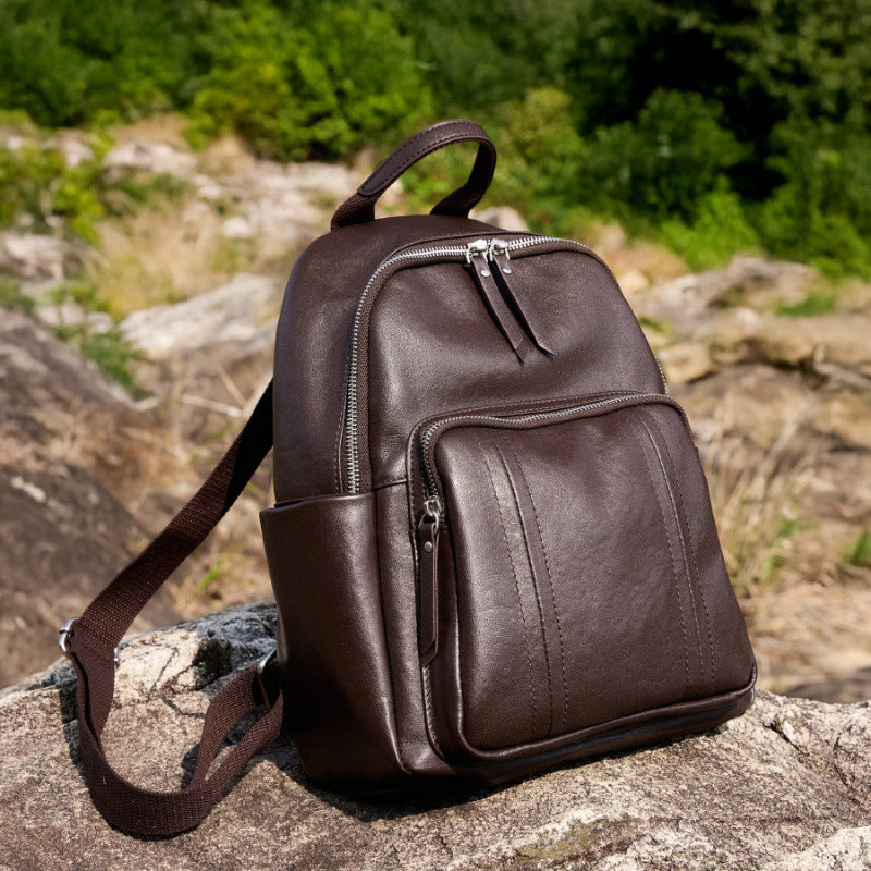 Women's Genuine Cowhide Leather Backpack - Large Capacity Travel Daypack | Coffee, Black, Brown