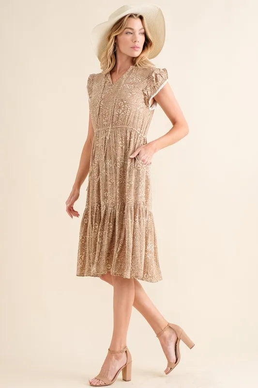 And The Why Boho Printed Tiered Maxi Dress