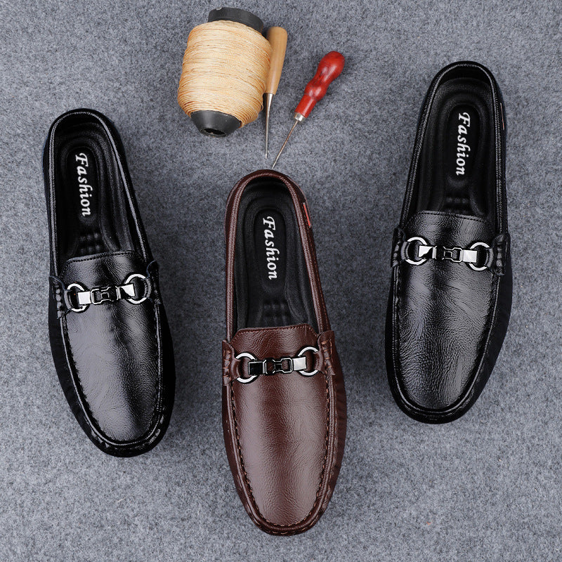 Men's Genuine Leather Slip-On Loafers | Soft Sole Breathable Casual Shoes