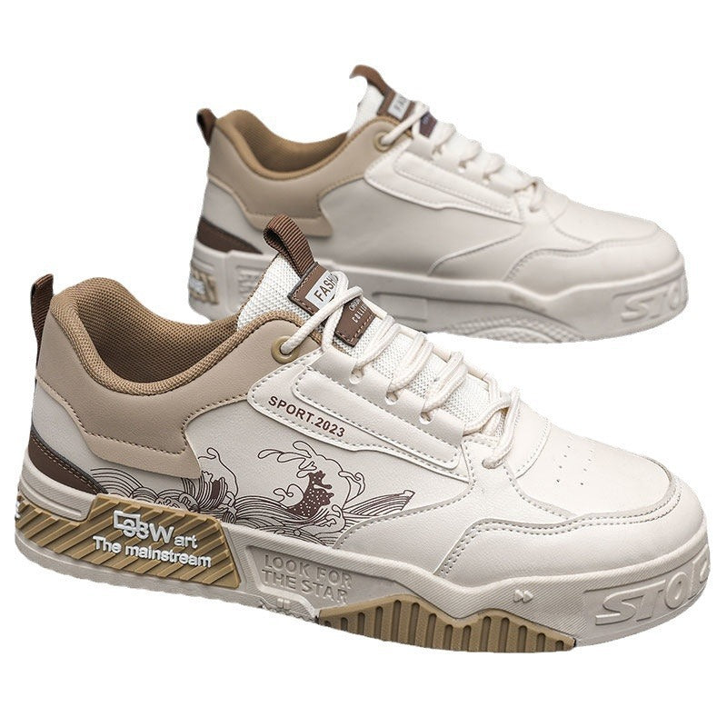 Men's White Sneakers with Hidden Heel - Height Enhancing Elevator Shoes