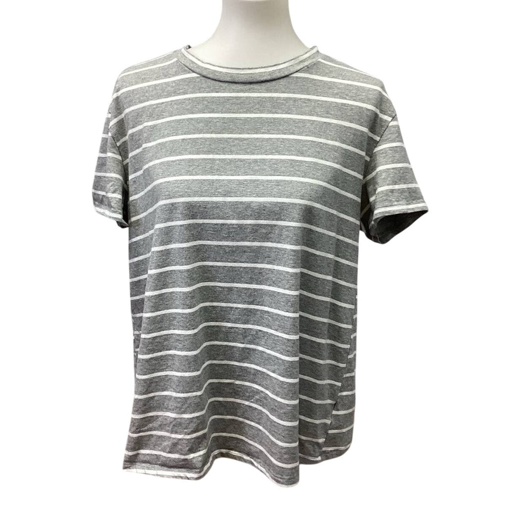 Listicle Womens Large Short Sleeve Striped Cotton Blend Tee Shirt w Open Back