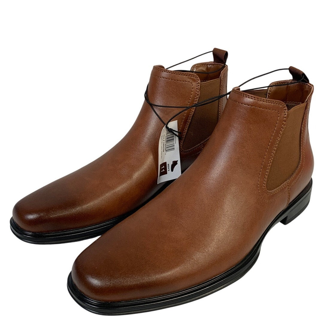 New Perry Ellis Portfolio Mens 11 Brown Chelsea Ankle Boot Square Toe Shoes