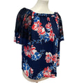 Collective Concepts Womens Large Off Shoulder Floral Polyester Flowy Blouse Top