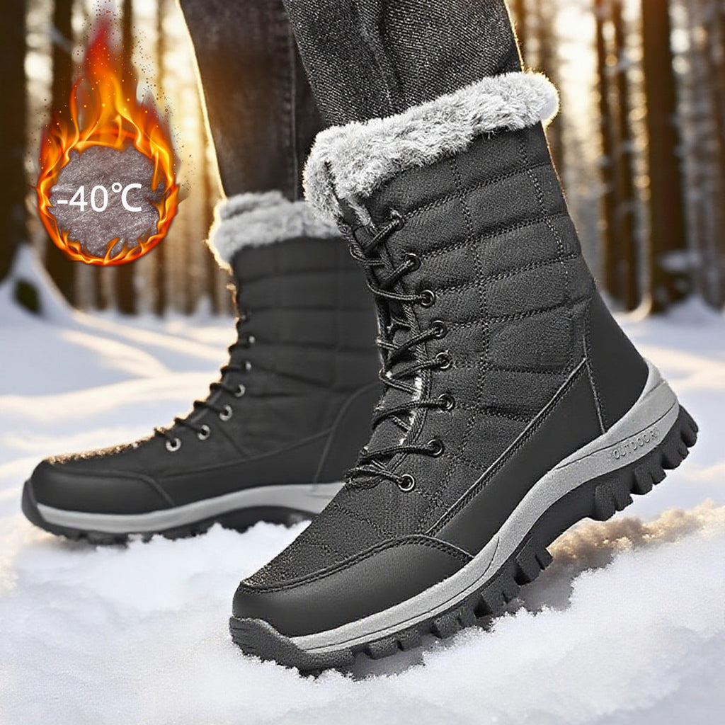 Men's Non-Slip Outdoor Winter Boots | Thickened Extra-Long Plush Lining | Warm Sports Snow Boots