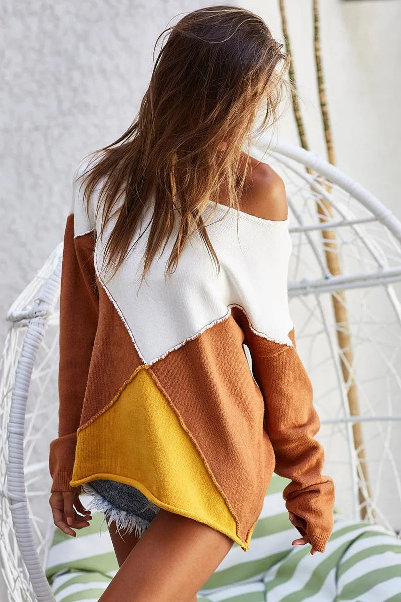 BiBi Color Block Geometric Sweater