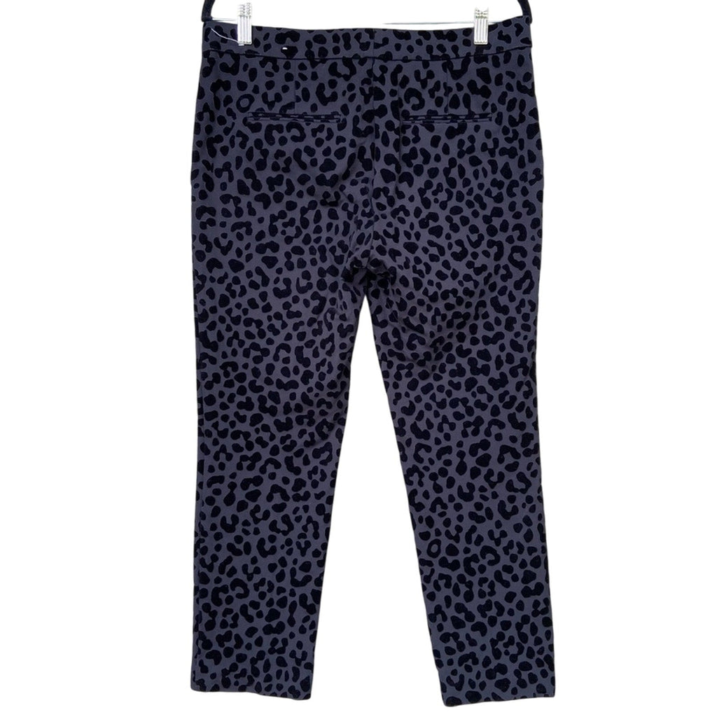 Ann Taylor Size 6 Black Flocked Rayon Blend Velour Cheetah Print Tapered Pants