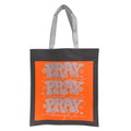 New Upcycled Hand Printed Pray On It Over It Through It Shopper Tote Bag