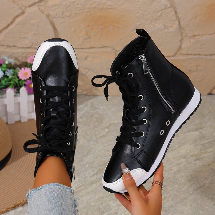 Women's Side-Zip Flat Ankle Boots - Casual Round Toe Winter Boots