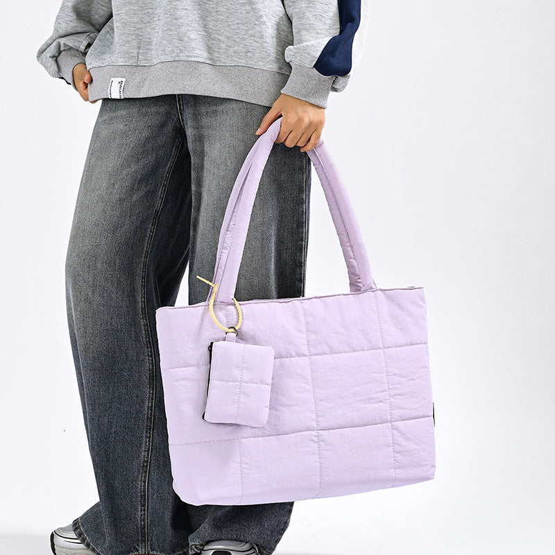 Women's Plaid Patchwork Tote Bag | Solid Color Shoulder Bag for Everyday Use