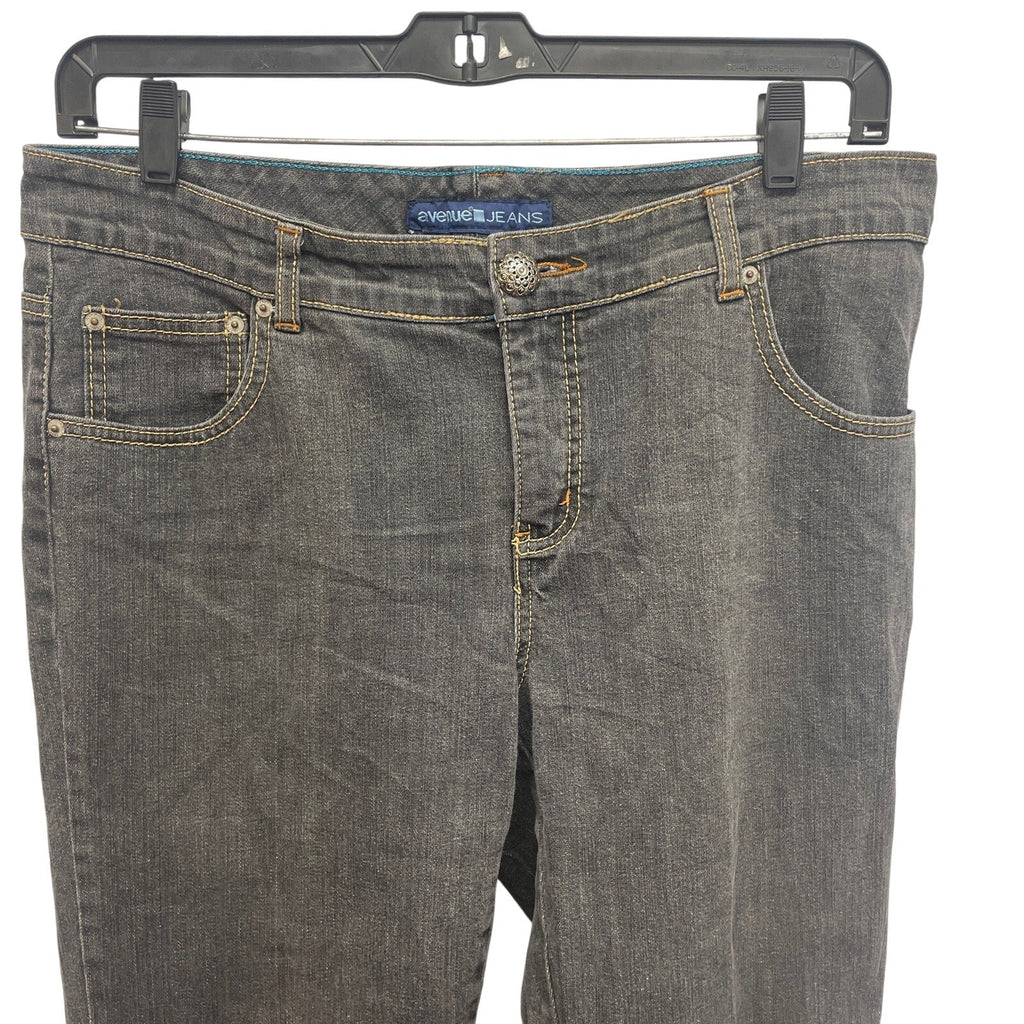 Avenue Womens Size 14 Cotton Blend Gray Wash Silver Button Straight Leg Jeans