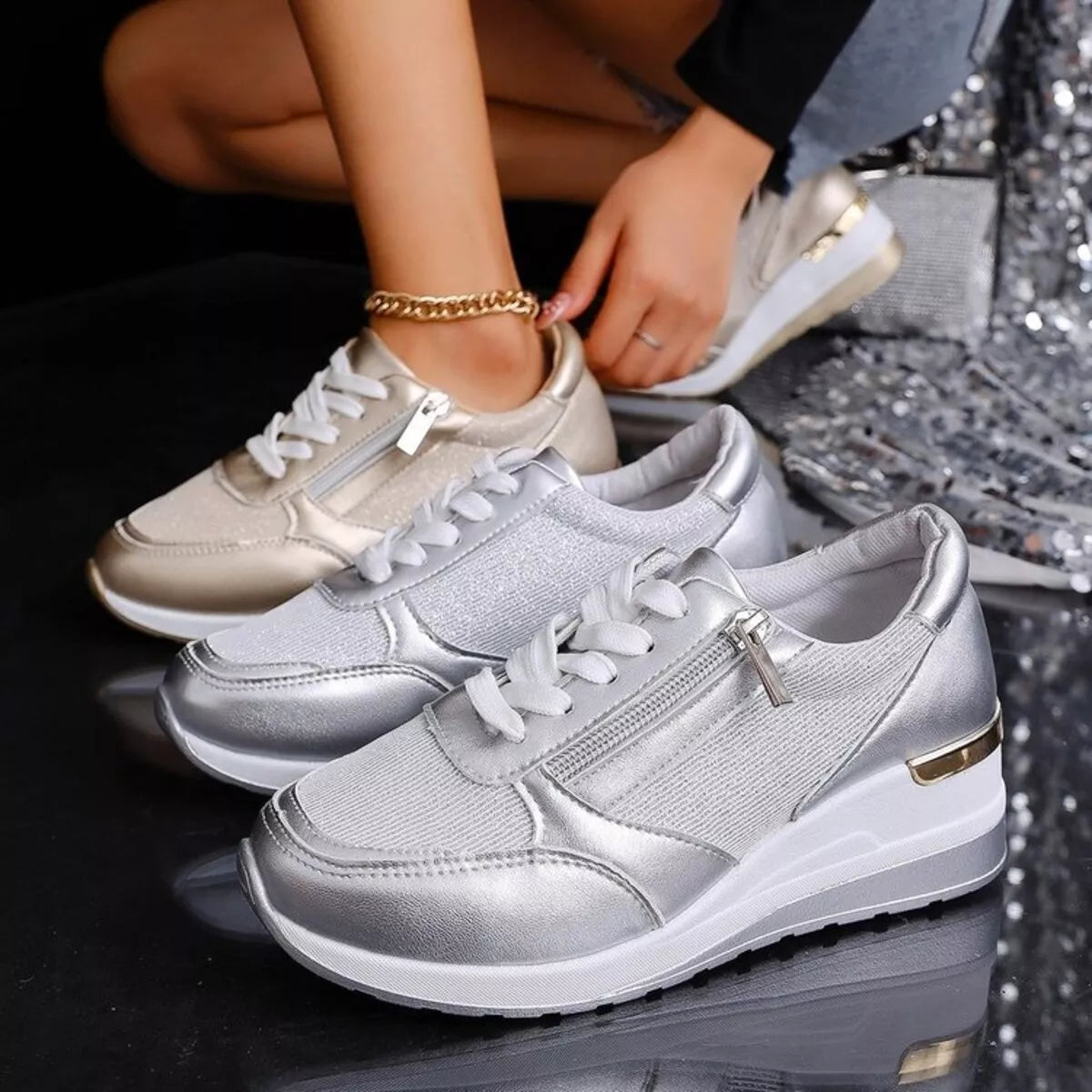 Lace Up Wedge Athletic