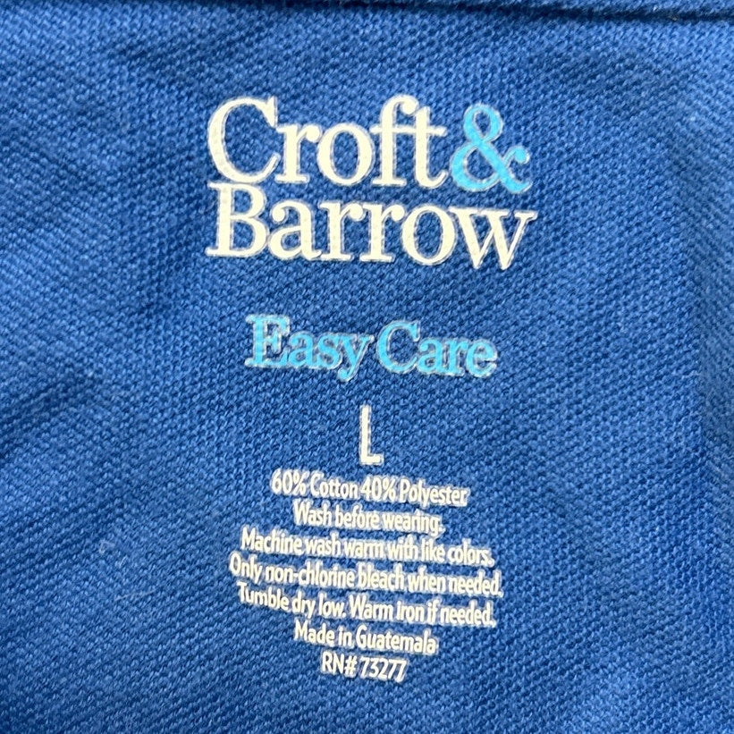 Craft & Barrow Mens Large Blue PolyCotton Short Sleeve Collared Polo Shirt